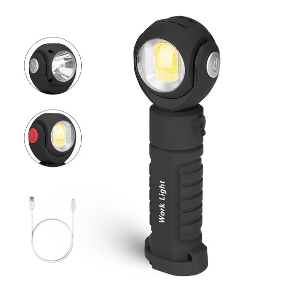 Lampe Torche LED T6+COB Rechargeable USB – Rotation 360° – Puissante 6000 Lumens – PROMO
