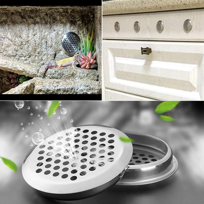 40Pcs Circular Air Vents 2.1 Inch(53Mm) Soffit Vents Stainless Steel Round Vent Mesh Hole Louver For Cabinets, Wardrobes