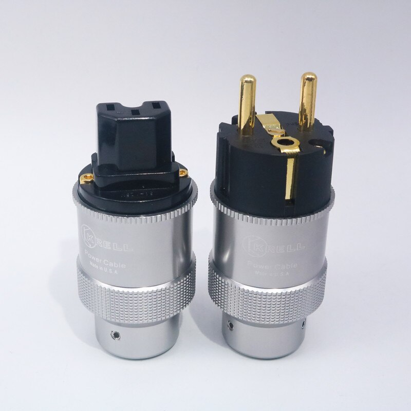 Hallo-End Krell Gold Überzogene UNS/EU Power Plug IEC Audio Stecker HiFi AC Power Kabel Stecker Für audiophile DIY Netz Kabel: green