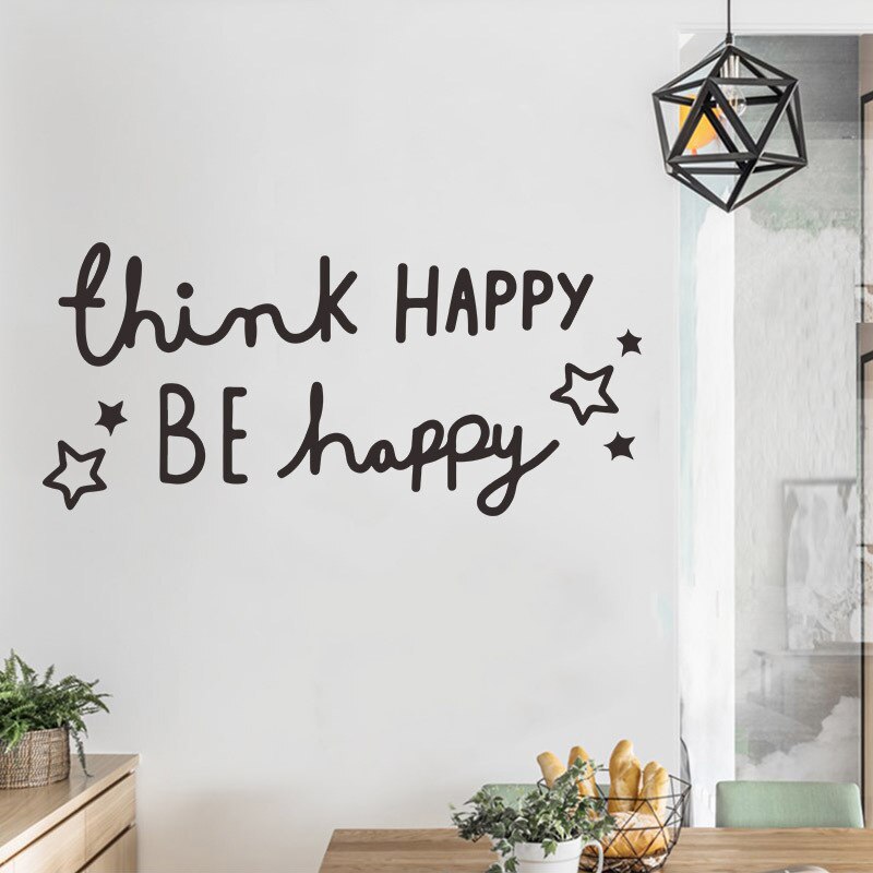 Think Happy Be Happy Quotes Wall Sticker Room Decoration Living Room Bedroom Kids Room Decal Wall Home Decor Stickers