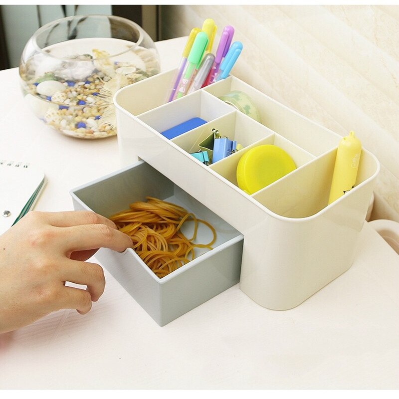 Plastik makeup badeværelse opbevaringsboks kosmetisk arrangør desktop make-up smykker opbevaring etui diverse bord container arrangør
