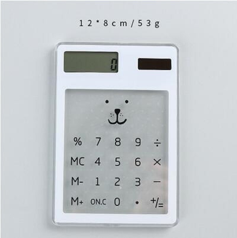 KEMBONA Solar Calculator LCD 8 Digit Touch Screen Ultra slim Transparent Solar Calculator Stationery Clear Scientific Calculator: White 2