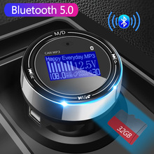 JINSERTA Bluetooth 5.0 Fm-zender Handsfree Kit Auto MP3 FM Modulator 3.1A Auto-oplader Ondersteuning TF USB FLAC APE Muziek spelen