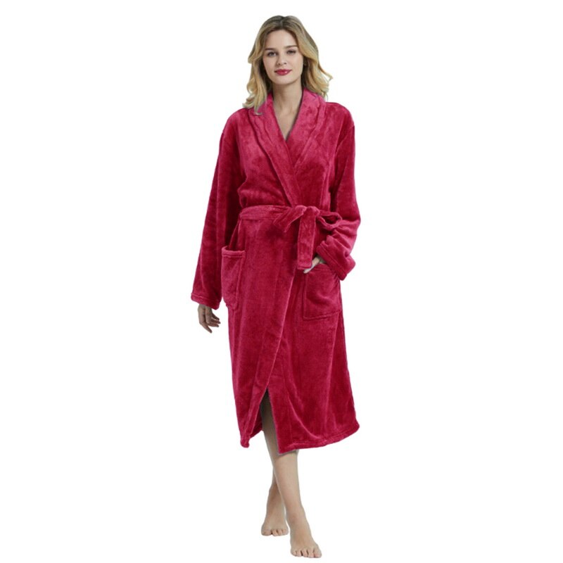 Men's Waffle Hotel Bathrobe Spa Robe Water Absorbing Nightgown Japanese-style Kimono Shawl Collar robe Night Gown: Women Wine red / L