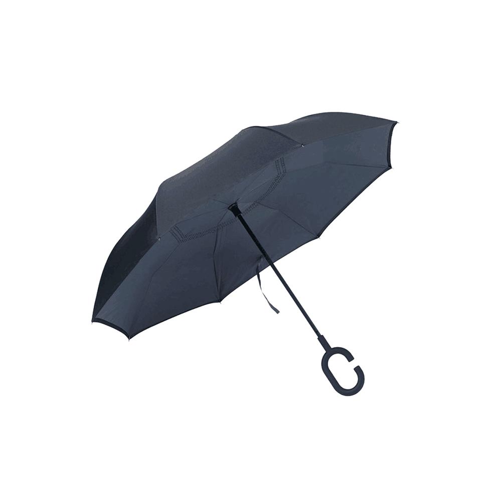 Windproof Reverse Folding Double Layer Inverted Chuva Umbrella Self Stand Rain Protection C-Hook Hands For Car: J