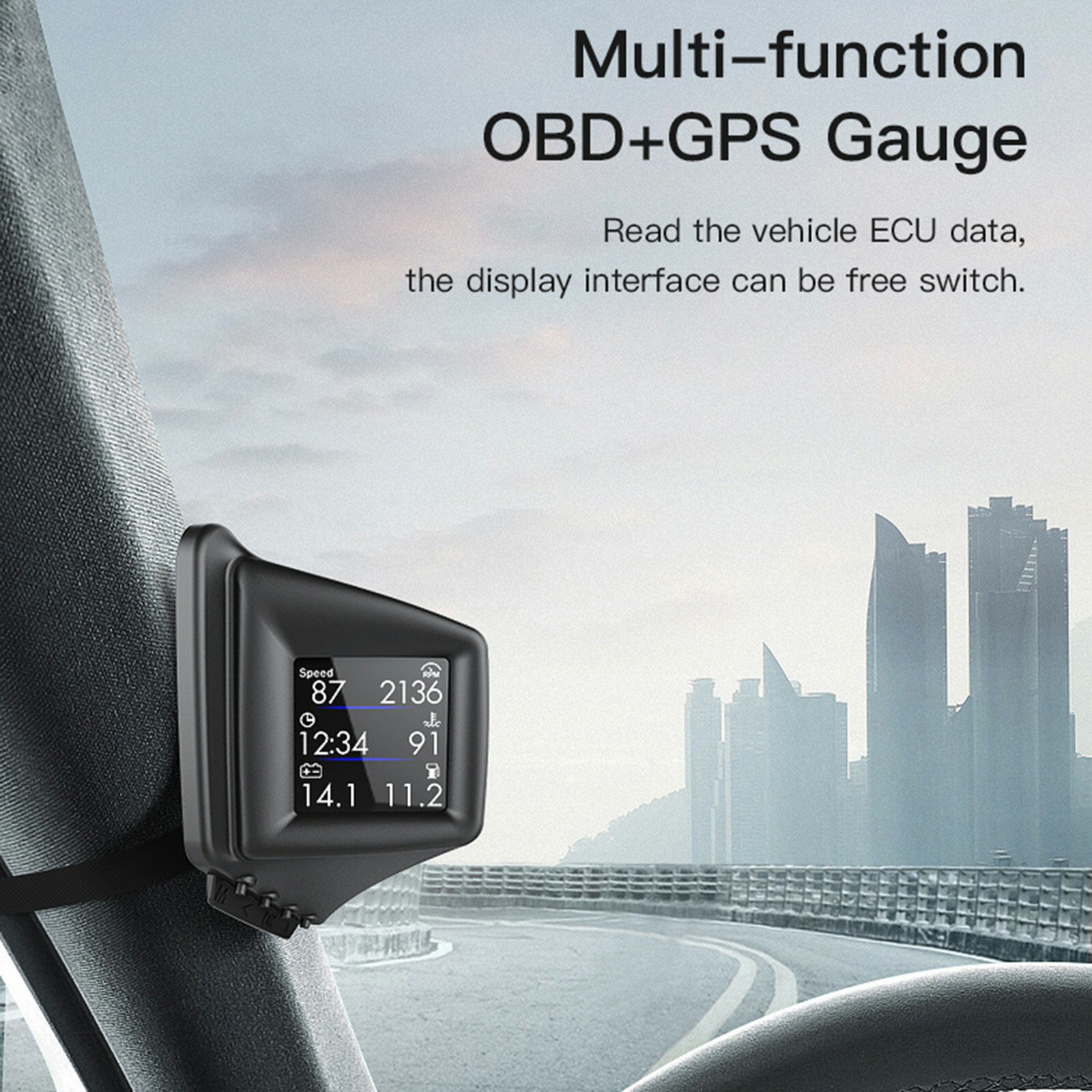 Auto Head Up Display Dual Modus Fahrzeuge Tacho Digitale GPS Smart mit 270 Grad Flip Screen A-Säule Trim oder Setzen Dashboard