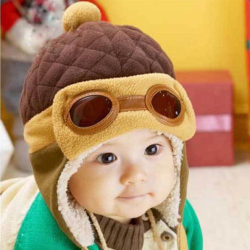 Nuovi Cappelli di Moda bambino Pilota Aviatore Cappello Paraorecchie Berretti Bambini Autunno Inverno Caldo Paraorecchie di Protezione per Le Orecchie cap bambino Accessori: caffè