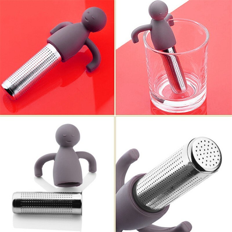Silicone Human-Vormige Theezeefje Rvs 304 Thee Lek Fda Siliconen Thee Maker Herbruikbare Thee-ei Thee filter