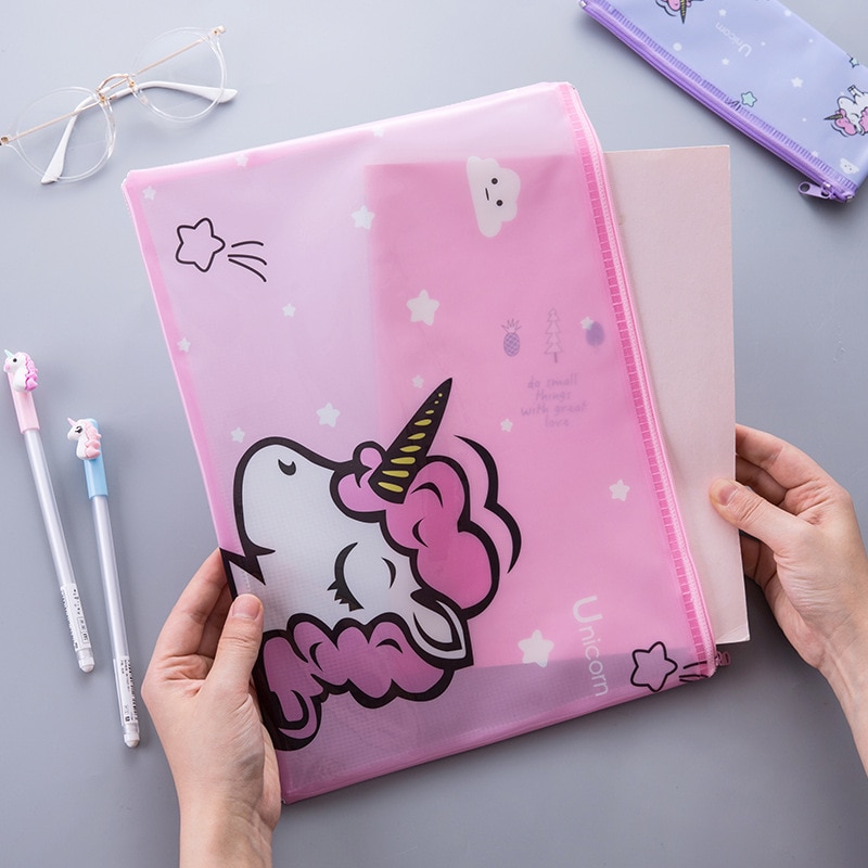 Popular Unicorn Colorful File Bag Document Bag File Folder Stationery Filing Production