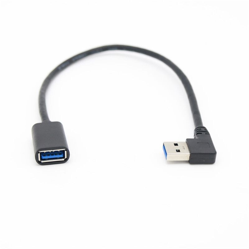 90 Degree Right Angle Super Speed USB 3.0 Male to Female Extension Cable Cord Adapter 30CM/60CM H05A