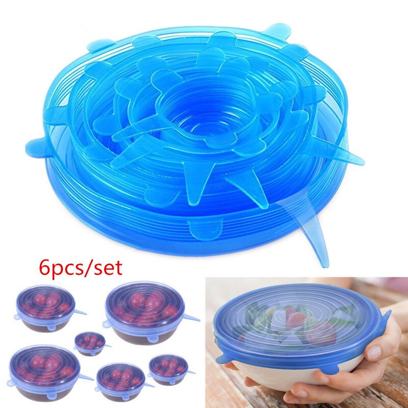 Accessoires de cuisine universels, emballage alimentaire réutilisable, couvercle pour bol, couvercles en Silicone extensibles, ustensiles de cuisine, 6 pièces