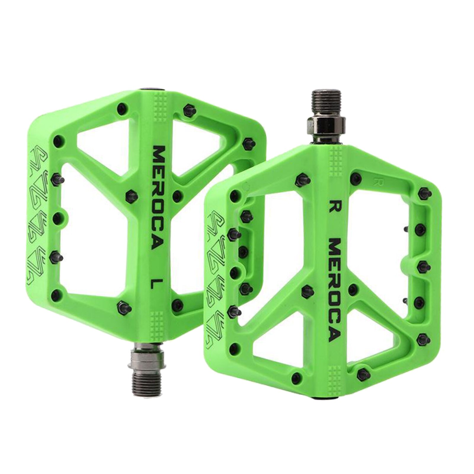 Bicycle Mountain Bike Pedals BMX Sealed Bearing 9/16'' Wide Platform Mongoose Part Platform Cleats Mini Peddles Stamp: Green