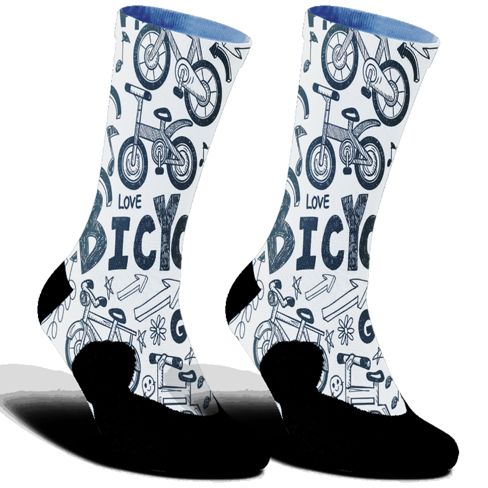 Highway bike sockscomfortable anti slip sports bike socks Skateboard Fruit Wine Glass print Cycling socks: M / GRAY