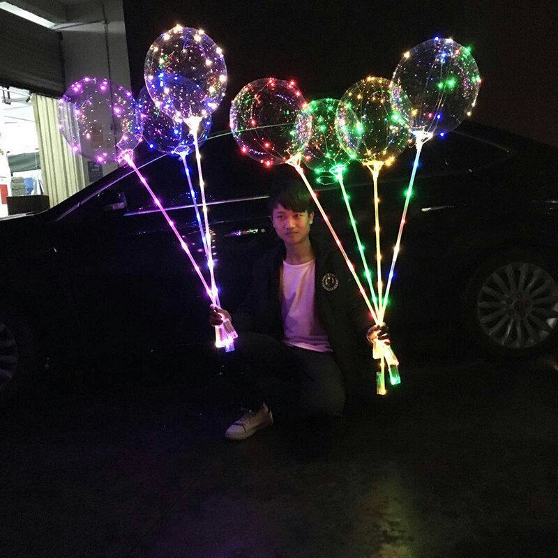 20 tums handtag led ballong lysande genomskinlig helium bobo ballonger bröllop födelsedagsfest dekorationer barn led ljus ballong