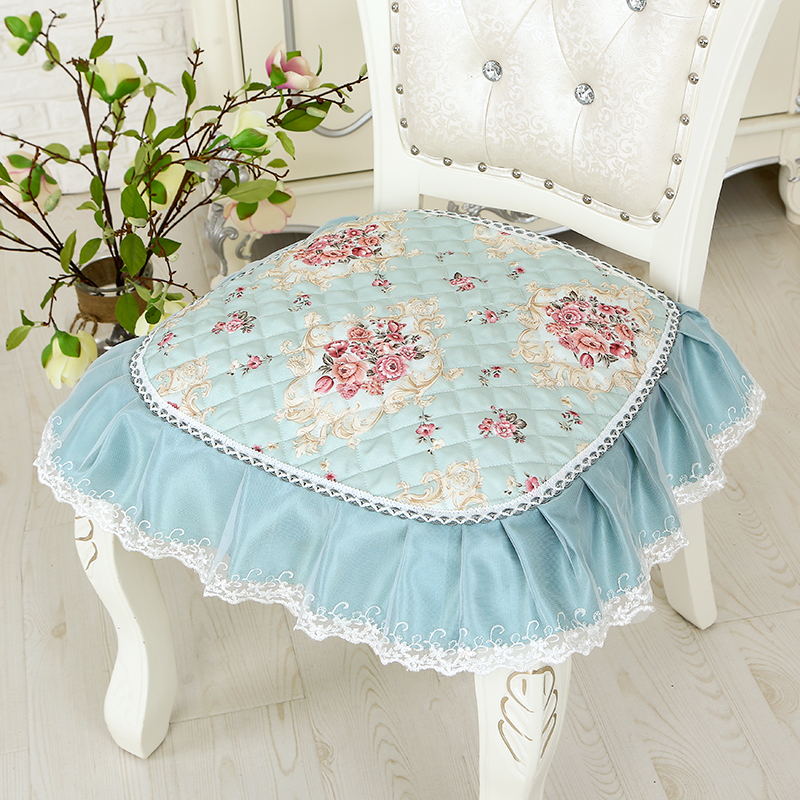 Verdikte stoelkussen student kantoor kruk kussen met kant pastorale eetkamerstoel zitkussens pad vier seizoenen billenmat: Fugui blauw