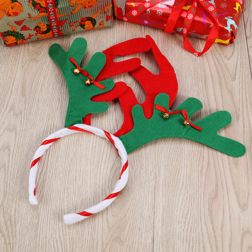 Reindeer Antler Hair Hoop Christmas Kids Headband Headwear for Children Christmas Costume Party (Red)