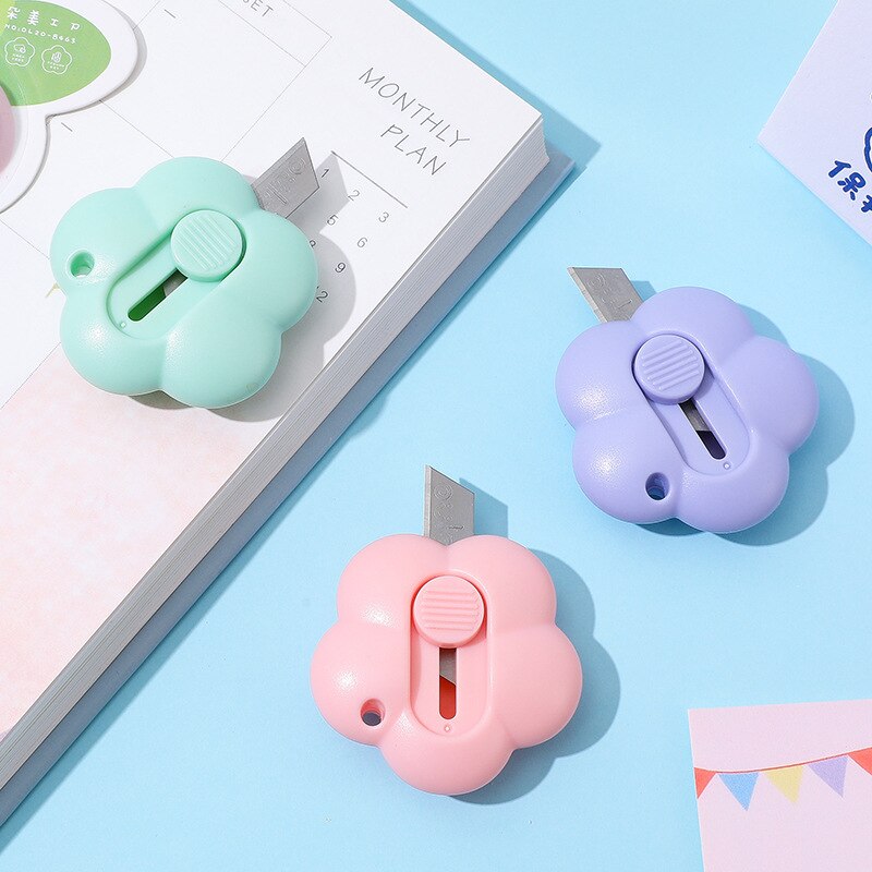 1pcs Cute Flower Utility Knife Portable Mini Box Opener Cloud Shape Art Handmade Paper Cutter School Office Accessories