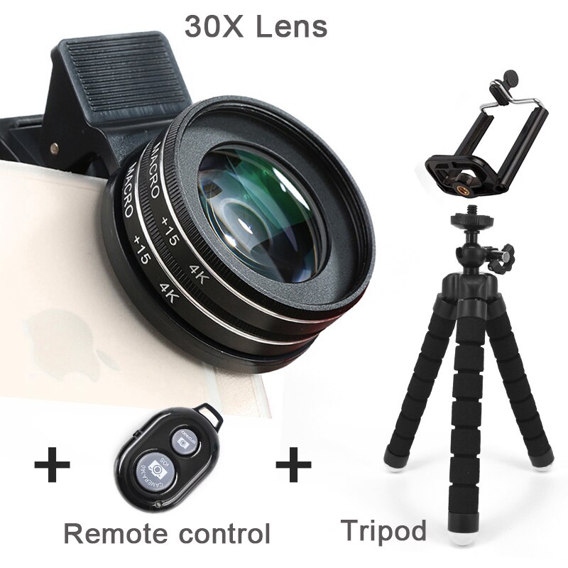 37MM 30X Makro Objektiv 4K HD Professionelle Fotografie Telefon Kamera für iPhone Xiaomi huawei Objektiv 15X Makro Objektiv für Smartphone: 30X Linse einstellen B