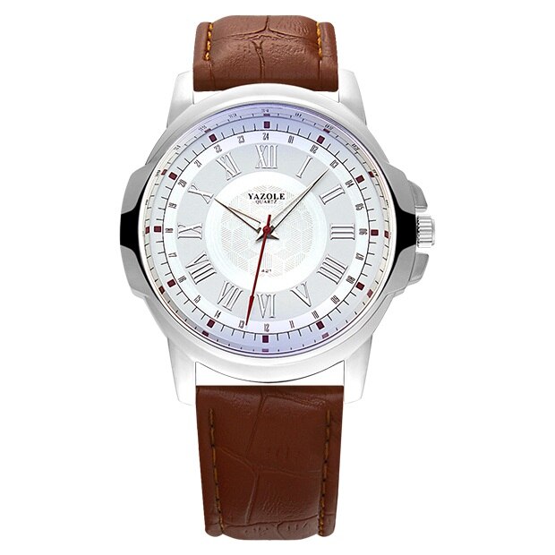 YAZOLE-Reloj de pulsera para hombre, de cuarzo, deportivo, YZL421: White Brown