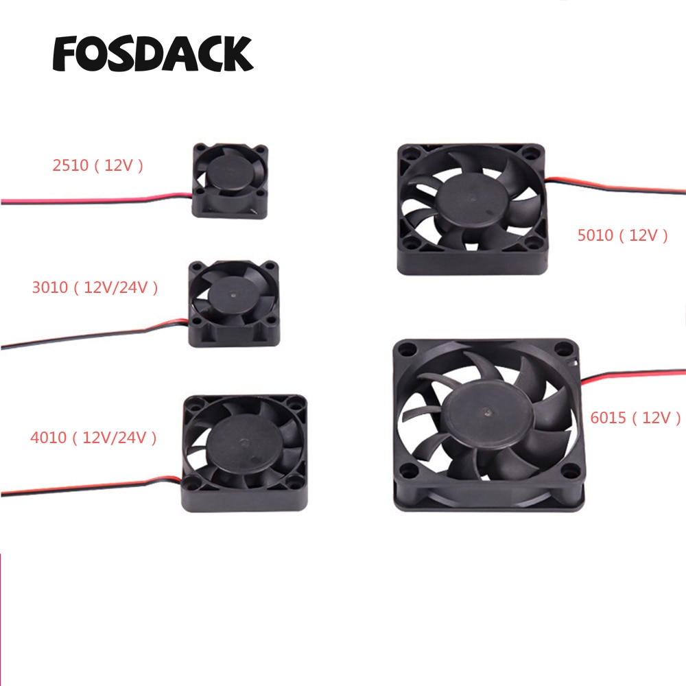 Część drukarki 3D 12V/24V 5015/4010/4020 wentylator dmuchawa bezszczotkowy chłodzenie Turbo wentylator do wytłaczarki z kablem 2Pin złącze wachlarz z tworzywa sztucznego