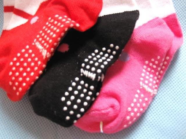 Solid Anti Slip Baby Socks With Anti-slip Insole Cotton Socks 6-24M