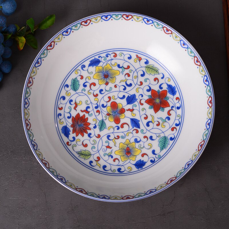8 tommer jingdezhen kinesisk keramikben kina madplader hjem køkkenredskaber porcelæn aftensmad tallerken farve emalje bordservice