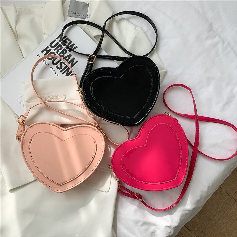 Bolso de hombro pequeño de de lujo para mujer, bandolera de piel sintética con forma de corazón, bolso de mano de noche