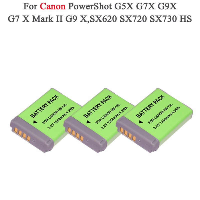 Batería NB-13L NB 13l + cargador usb con LCD para Canon G7X G9X G5X G7X Mark II G9X Mark II SX620 HS SX720 HS: Package 7