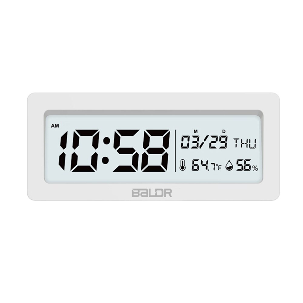 LCD Battery Powered Large Screen Display Digital Alarm Clock Battery Included(White)