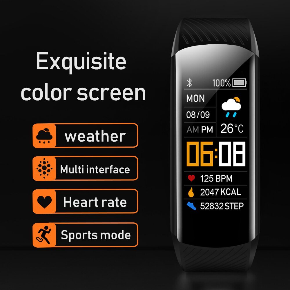 C5S Smart Bracelet Blood Pressure Bluetooth Heart Rate Fitness Information Tracker Watch Reminder Smart Band For Men Women