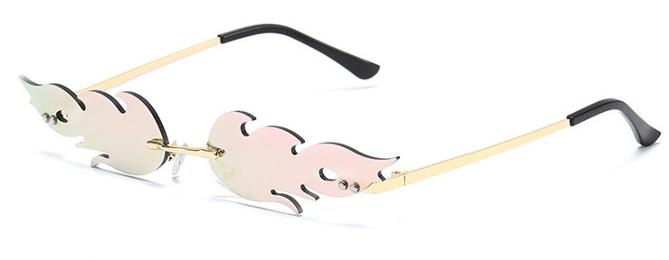 thumbnail image 2 of Fire Flame Glasses Women Vintage Wave Rimless Sunglasses 2 of 9