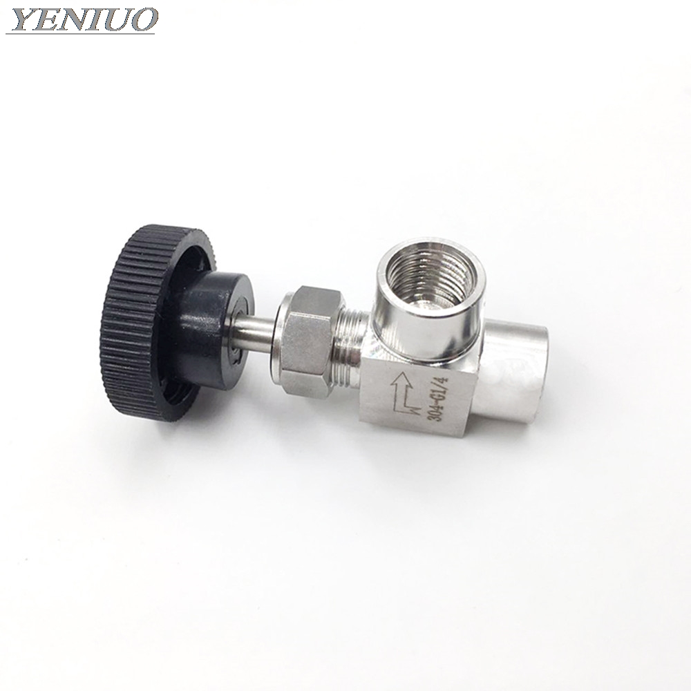 Needle valve Adjustable Needle Valve G1/8'' 1/4'' 3/8" 1/2" Female Thread Right Angle 90 degree SS304 For Water Gas Oil