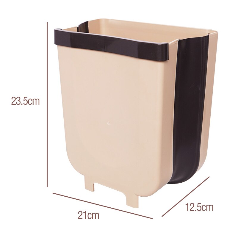 Kitchen Folding Waste Bins Garbage Bin Bathroom Foldable Car Door Wall Mounted Trashcan Toilet Waste Storage Bucket: Coffee - S