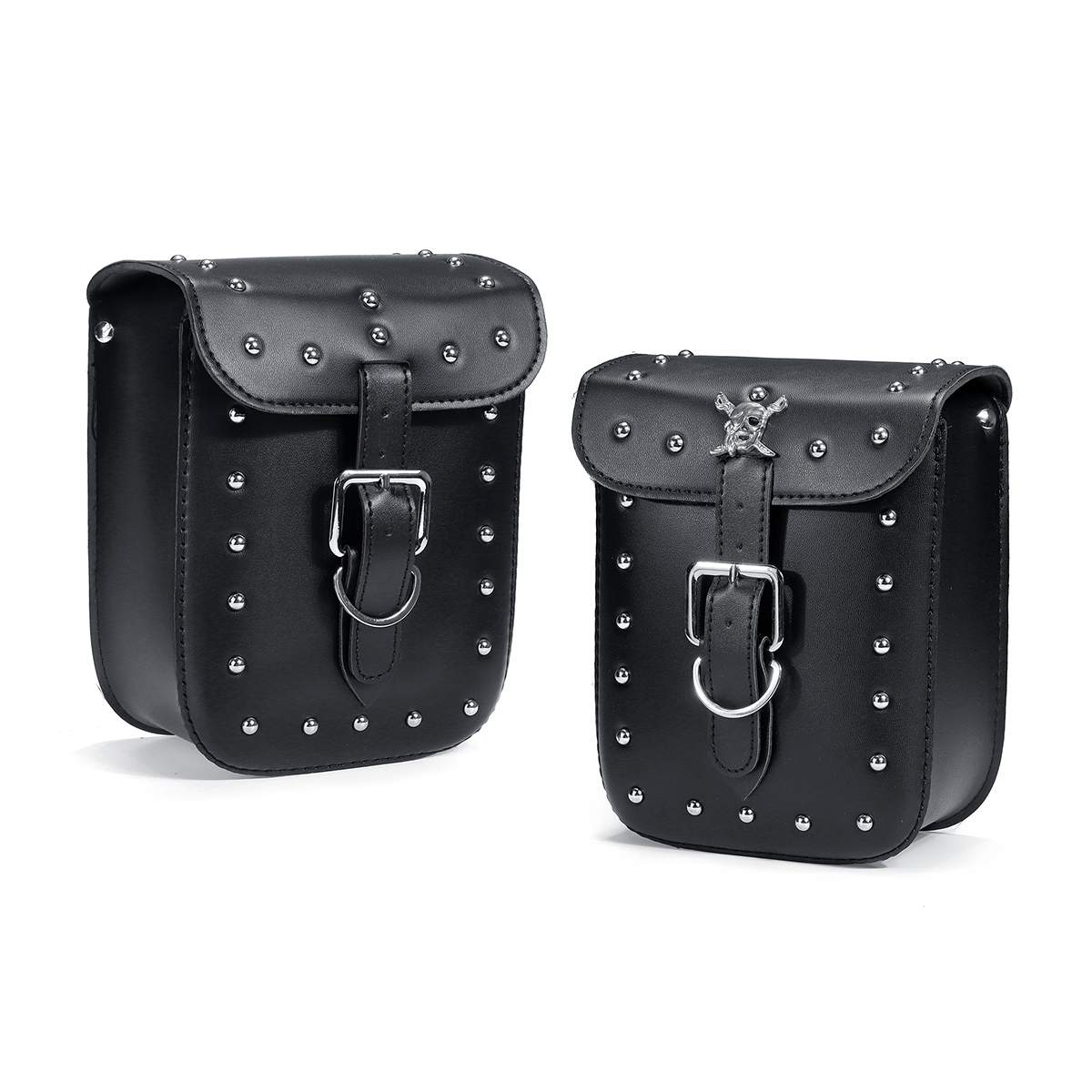 Bolsa de herramientas para motocicleta Softail/Dyna, alforjas de viaje, maletas, equipaje con remaches, Calavera, impermeable, color negro, 1 Juego