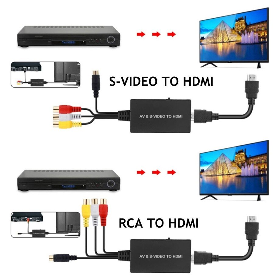 PzzPss RCA /AV SVIDEO AUF HDMI-Kompatibel Adapter Für DVD HD TV STB Compatble Mit PS2/PS3,720P /1080P AV S-Video Video Konverter