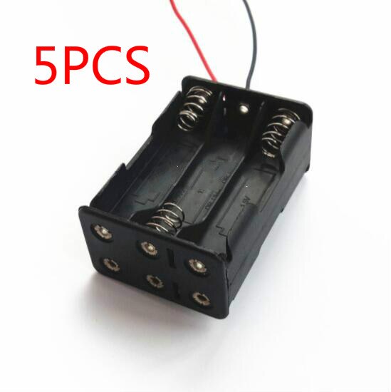 5 stück 6 x 1.5v -batteriehalter, kunststoffgehäuse, aufbewahrungs- und schutzbox, schwarz, mit kabelanschluss für 6 aaa-batterien