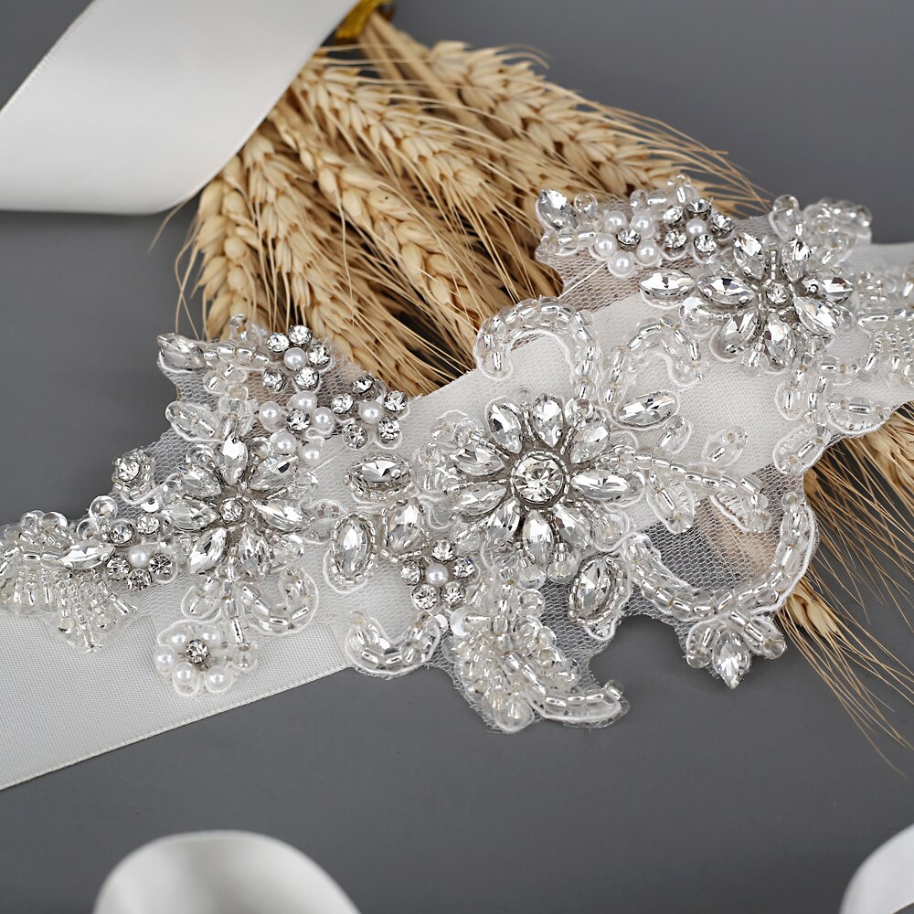 TRiXY S139 strass ceinture perles mariage ceinture argent diamant ceinture mariée ceinture mariage robe accessoire blanc brodé ceinture