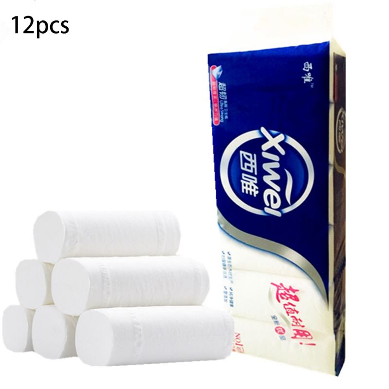 12Rolls Toilet Paper,Bathroom Household 4 Layers Bath Toilet Paper Smooth Soft