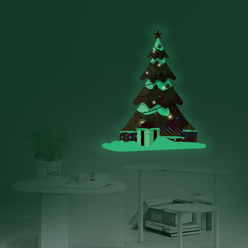 Luminous Christmas Wall Sticker Glow in the Dark Living Room Wall Stickers Christmas Tree Wall Sticker Year Home Decor