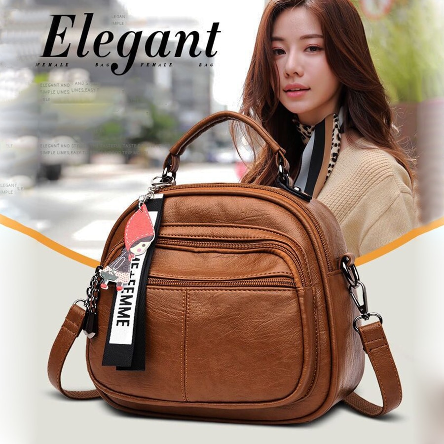 Dames schoudertas crossbody multifunctionele rugzak dames kleine rugzak dames vintage retro zachte leren rugzak met meerdere zakken