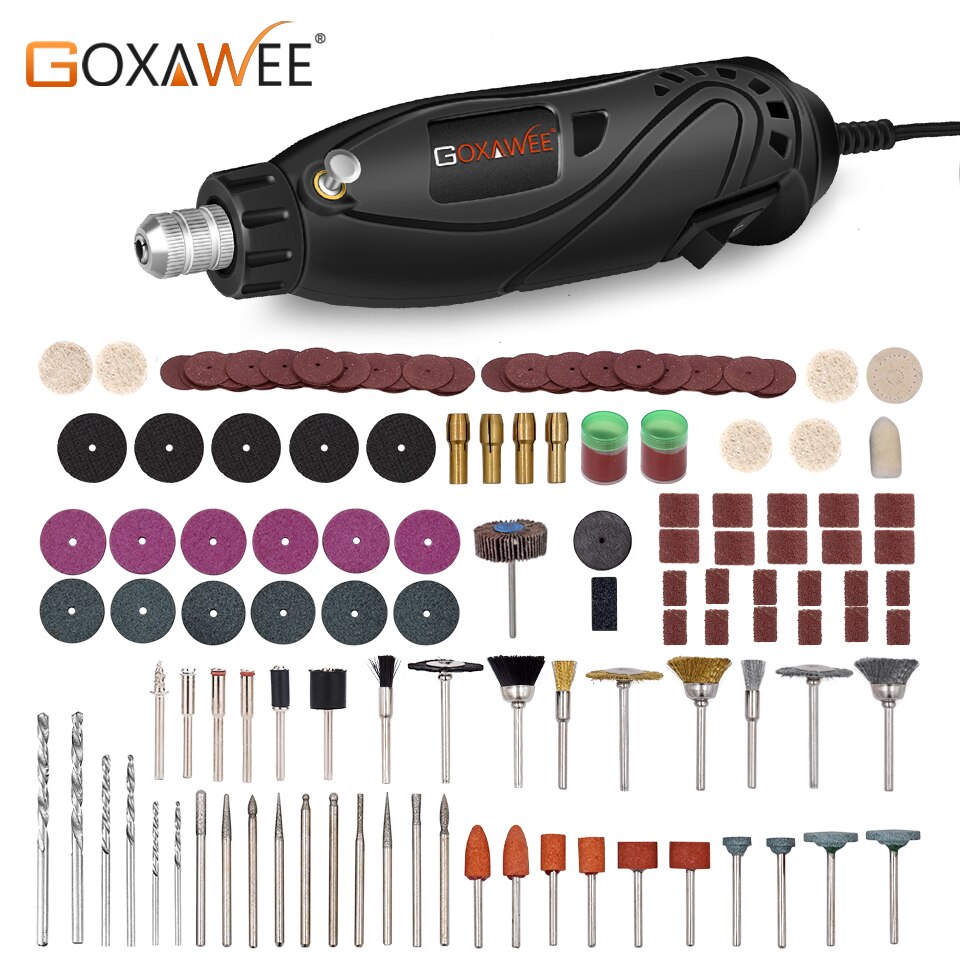GOXAWEE-taladro eléctrico de 12V, herramientas rotativas, Mini taladro, bolígrafo grabador eléctrico, herramientas eléctricas con Dremel, accesorios de molienda