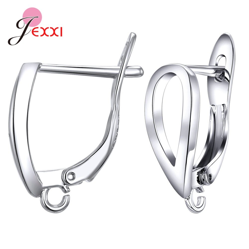 Pendientes de plata de ley 925 auténtica para mujer y niña, accesorios de joyería DIY, componente de joyería