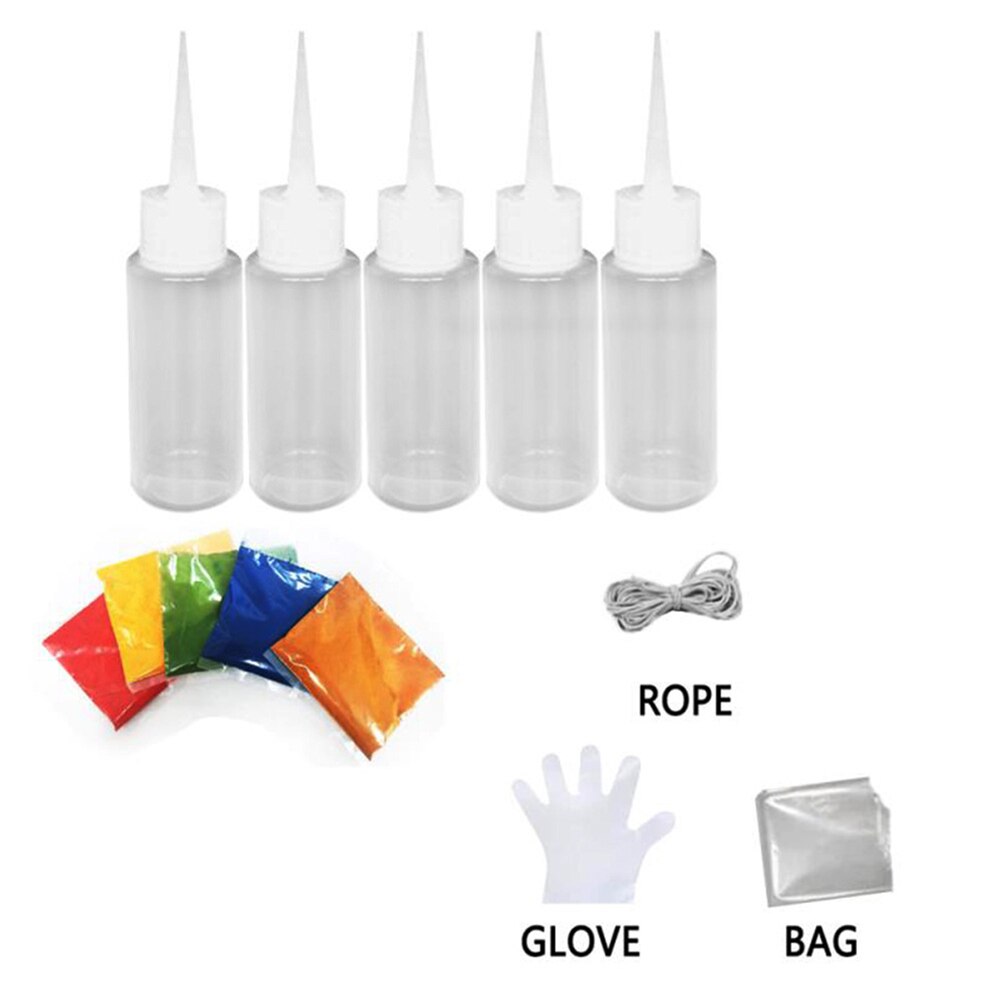 Slipsfarvestof værktøjssæt diy klædetøj med handsker værktøj til dekoration gennemsigtige handsker slipsfarvestof flasker vandbaseret farvestof diy kunst