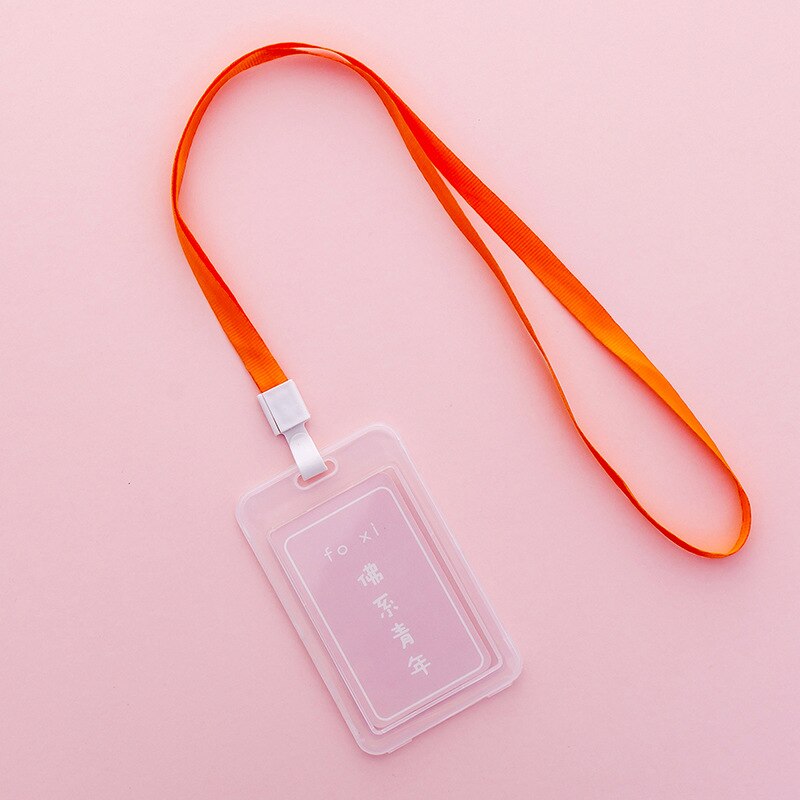 16 Styles Lovely Transparent ID Card Badge Holder Practical Kids Student Use Name ID Card Case Cover With Long Lanyard: L