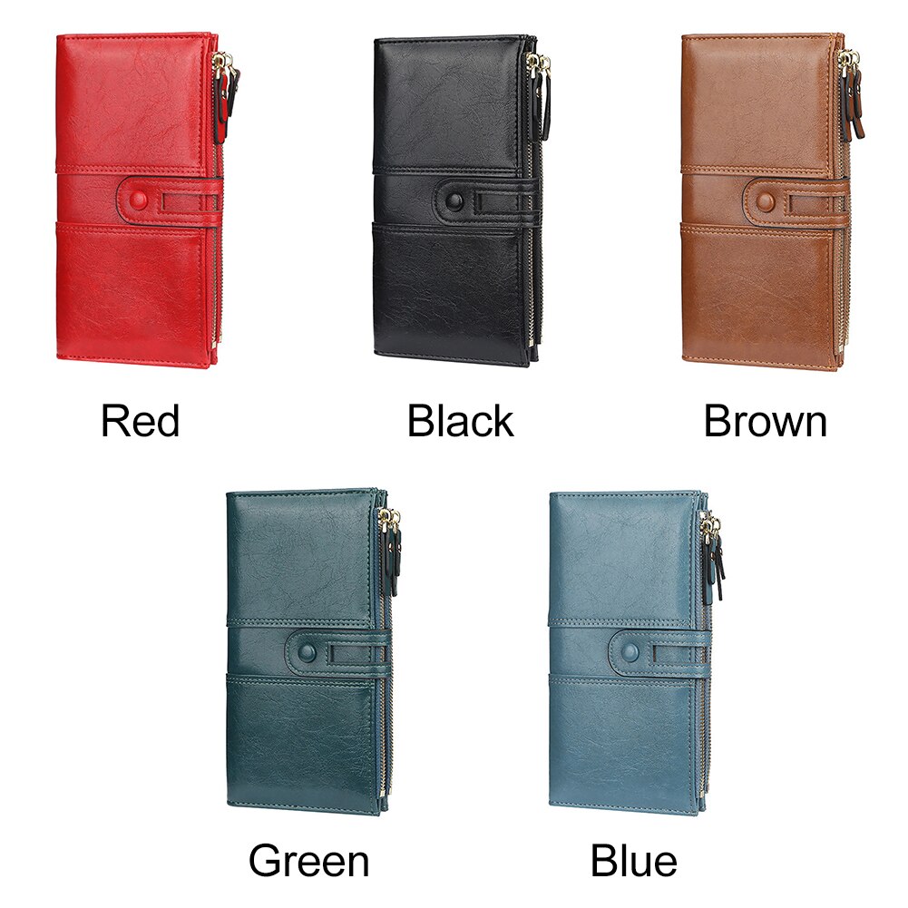 Wallet Women PU Leather Female Bag RFID Double Zipper Ladies Long Clutch Purse Credit Card Holder Phone Pocket