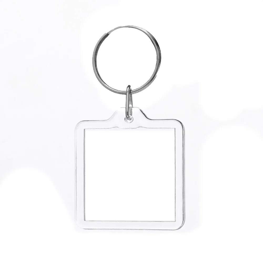 Nøgleringe med blankt foto, nøgleringe med blankt billede, nøglering med gennemsigtigt rektangulært nøglering med fotoholder, gør-det-selv-vedhæng