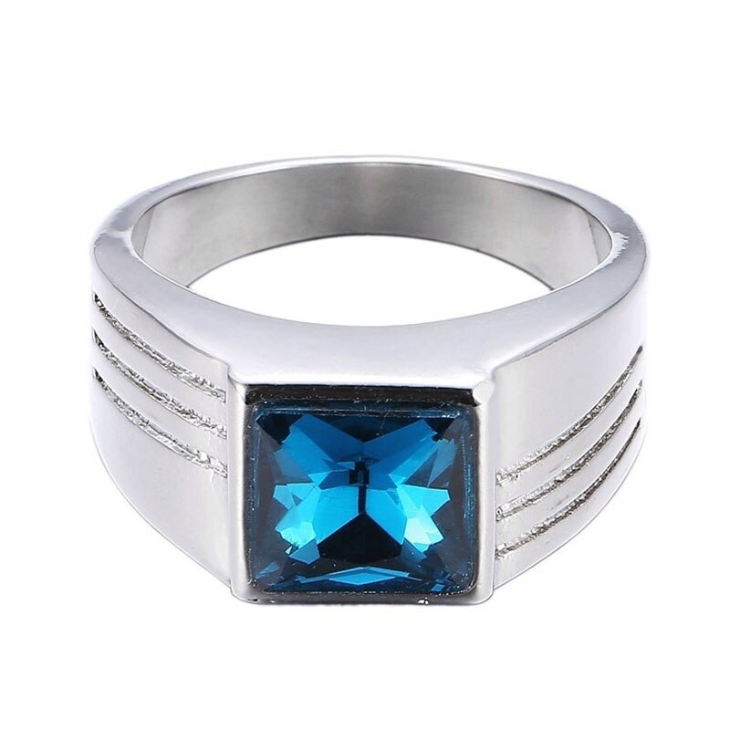 Wedding ring klassieke blauwe zirkoon rvs heren ring party accessoires anniversary sieraden