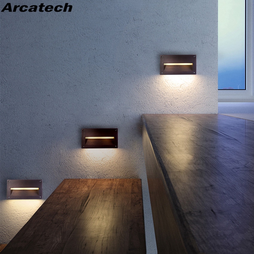 Aluminium ingebedde traphoeklamp, verzonken wandlamp, LED-voetverlichting voor buiten, waterdicht