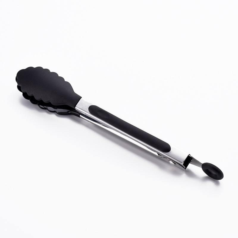 Non-stick Bbq Tang Steak Roestvrij Staal Voedsel Salade Tang Anti Warmte Brood Clip Gebak Klem Gebruiksvoorwerp Tang Buffet koken Tool: black