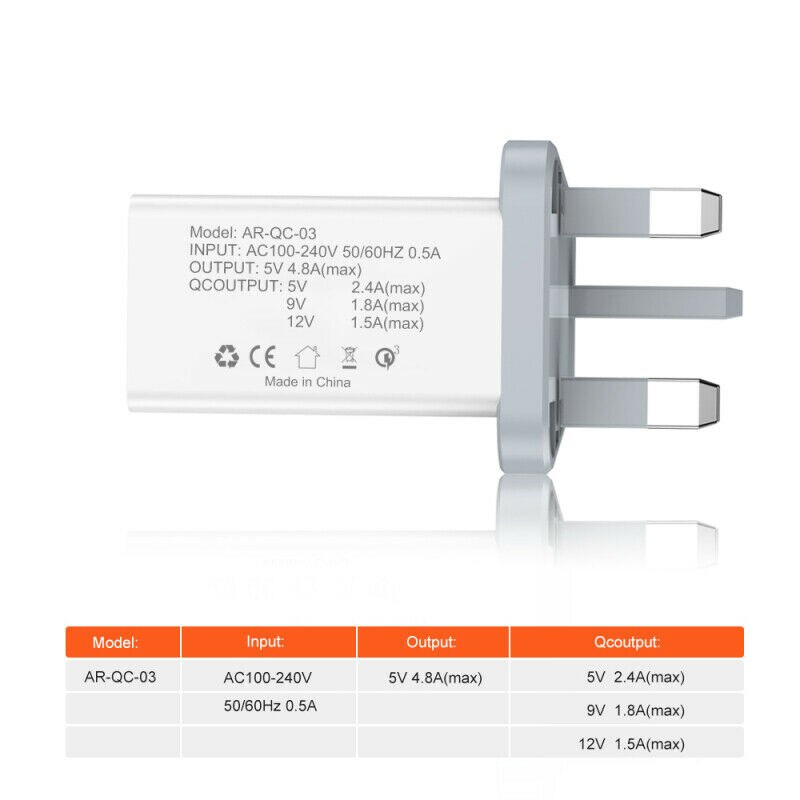 Quick Charge 3 multi-port USB QC 3.0 Hub di ricarica rapida adattatore per caricabatterie da muro di rete UK per Samsung iphone Xiaomi cellulare